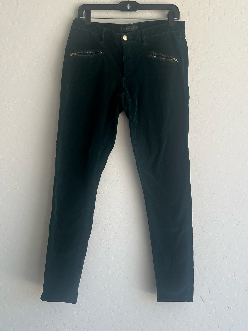Juicy Couture Emerald Green Corduroy Pants with Gold Button Size 30
